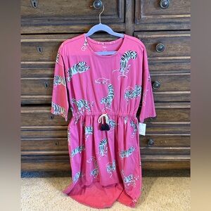 NWT Tea Collection Pink Tiger Print High Low Dress